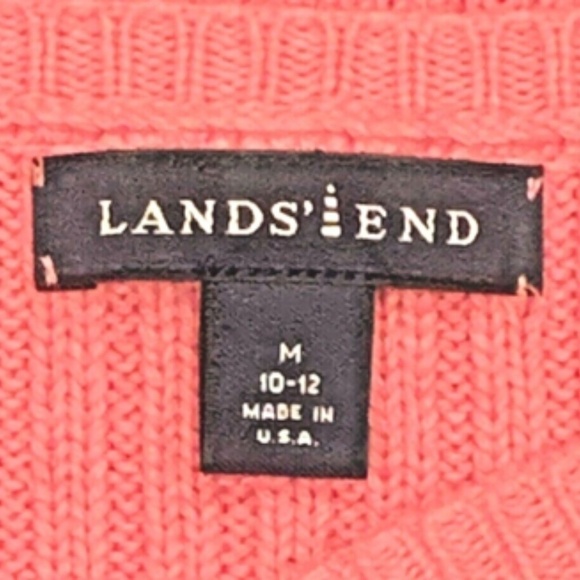 Land's End USA Ribbed Knit Pullover Sweater 100% Cotton Sz M/10/12 Pink #239D - Picture 5 of 6